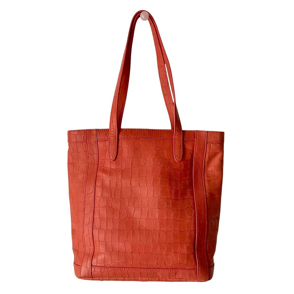 Talbots Orange Croc-Embossed NappabLeather Tote Bag